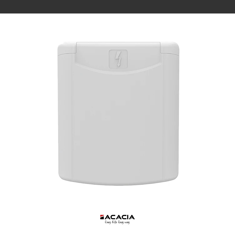 Plastic white RV power plug inlet with 3 pins