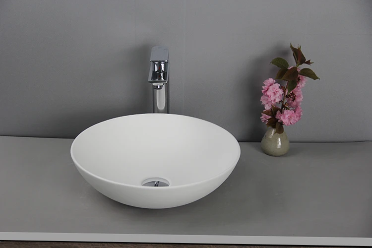 vanity countertop sink matt finish man made stone pure acrylic resin casting vessel wash basin