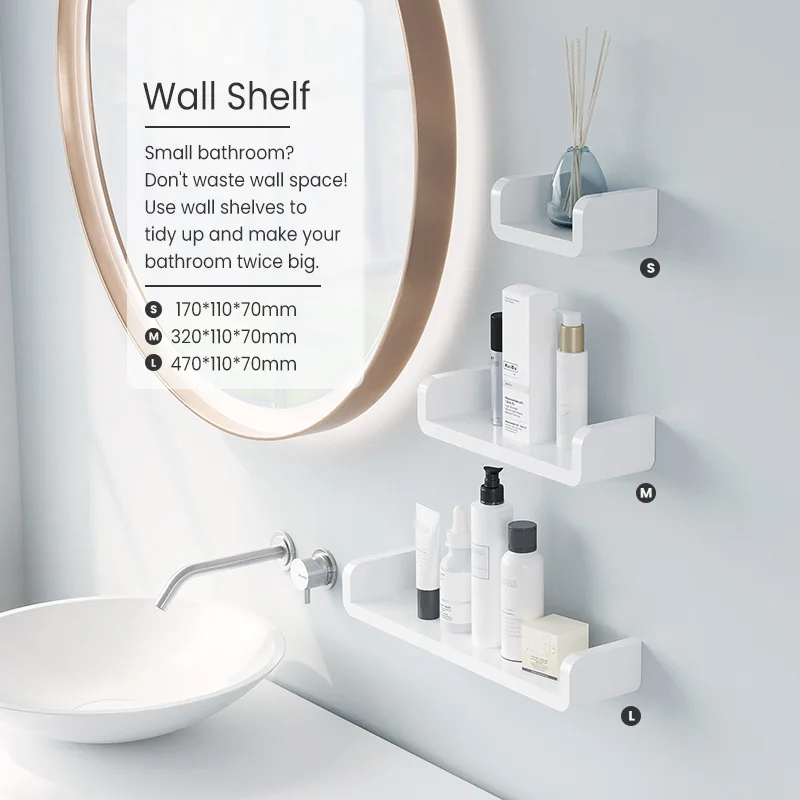 Adhesive Floating Shelves Non Drilling Bathroom Shelf Organizer For