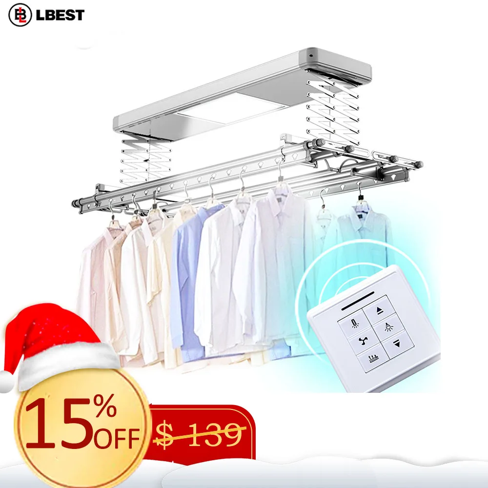 Black friday hot sale extendable lifting ceiling wall mounted smart folding aluminum electric automatic clothes hanger