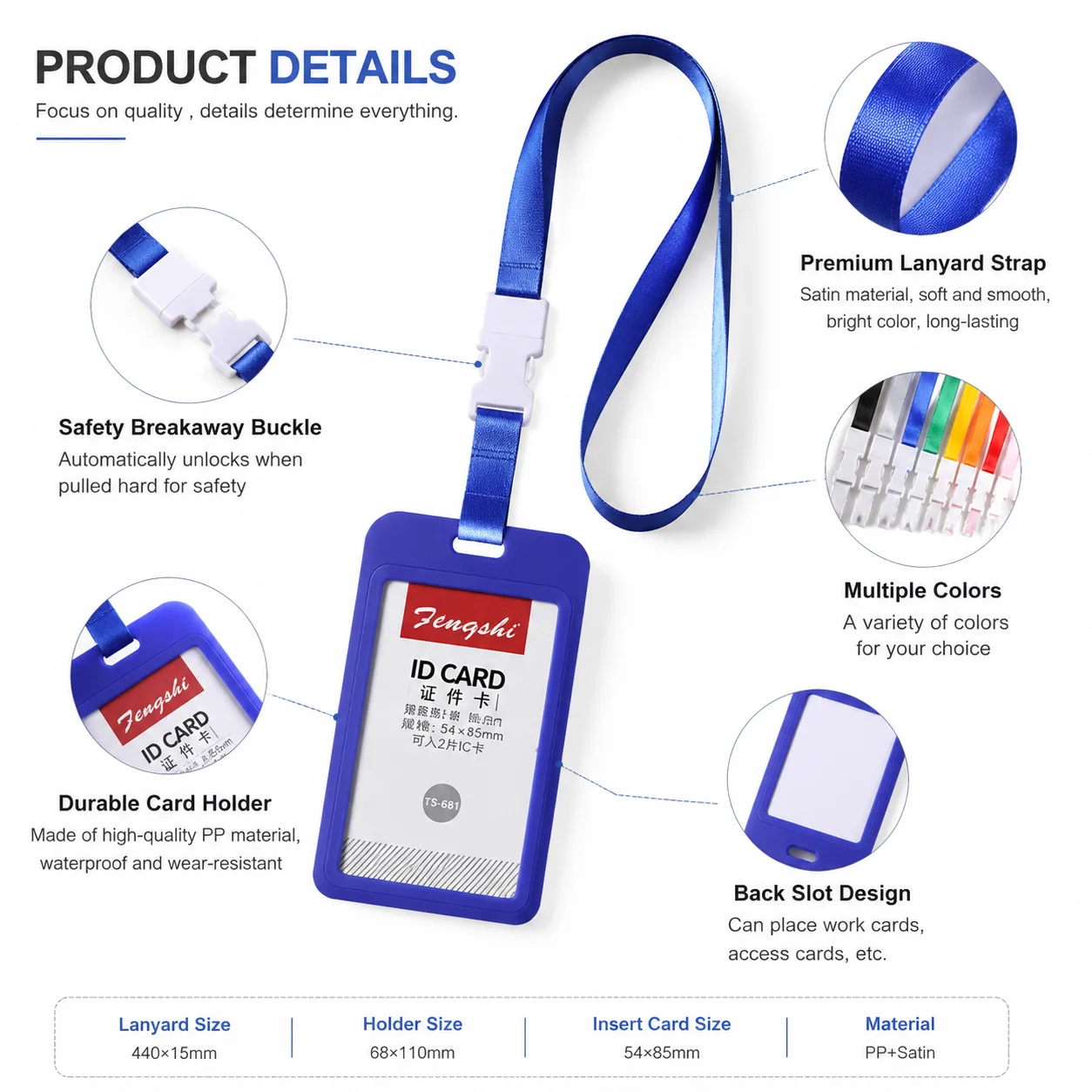 Multicolor Lanyard with ID Card Holder, Custom Logo Neck Strap Badge Holder for Promotional Business Gifts