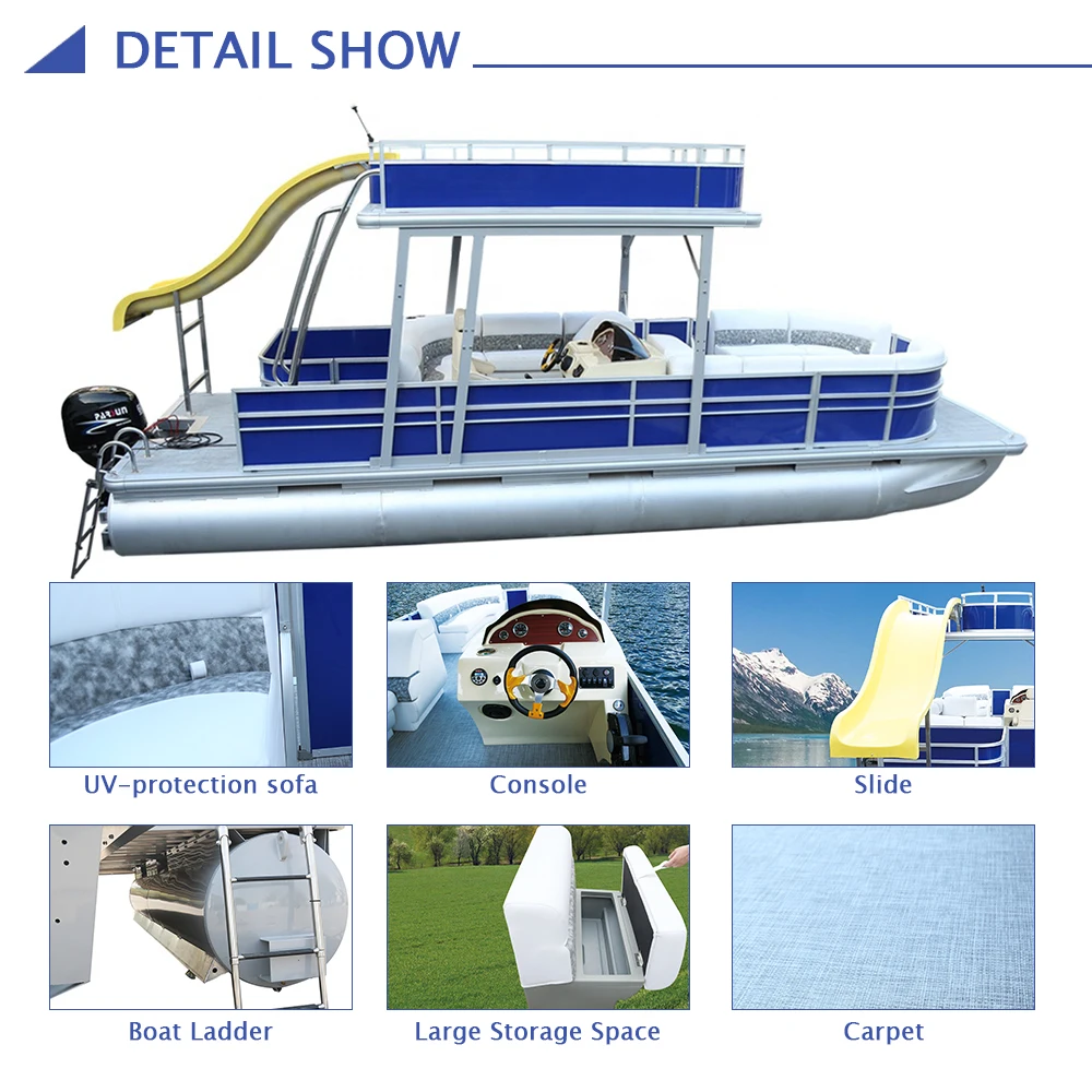 2021 Ecocamper 27 Ft Double Decker Pontoon Boat With Slide And Bimini