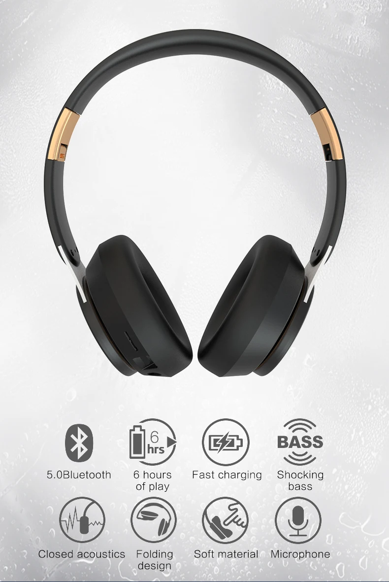 Bests Headband Earphones Wireless Music Stereo Earphone Wireless Blue Tooth Headset Noise Cancelling - ANKUX.COM