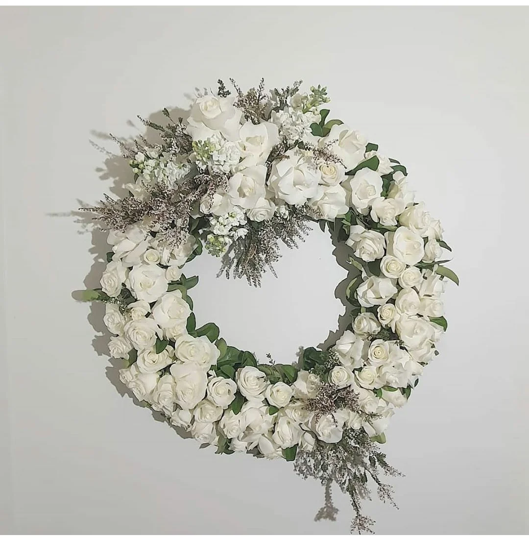 Wholesale Coffin Decorative Graveyard Condolence Flowers Artificial Cheap White Funeral Flower