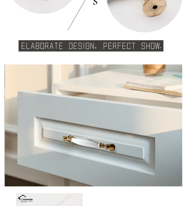 Western Fancy New Arrival Zinc Alloy Procelin Gold Ceramic Copper Drawer Handle