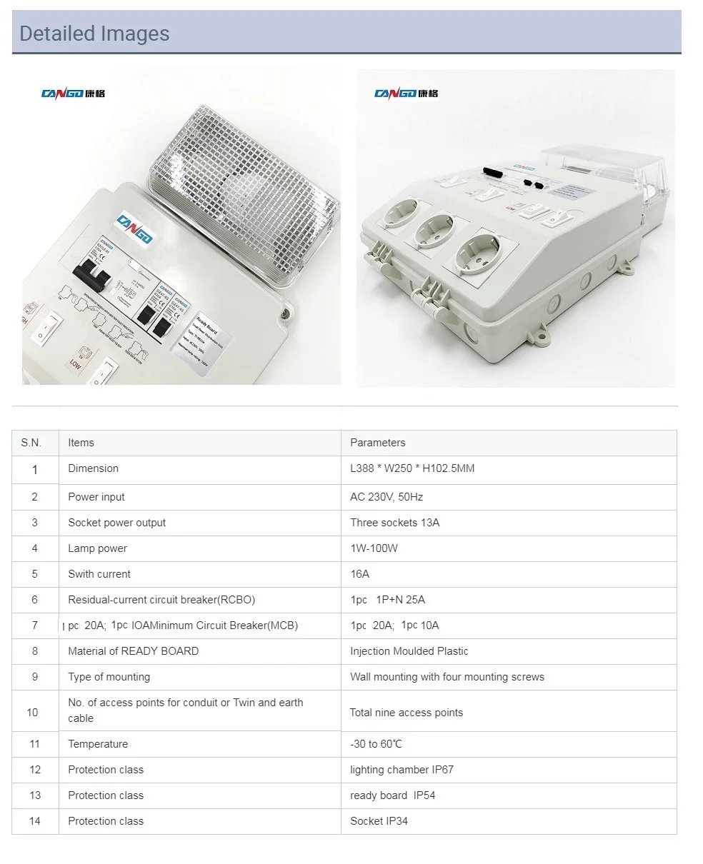 Ip67 Rcbo Ready Board Small Power Distribution Board 20A 6 Sockets IP34/IP67 ...