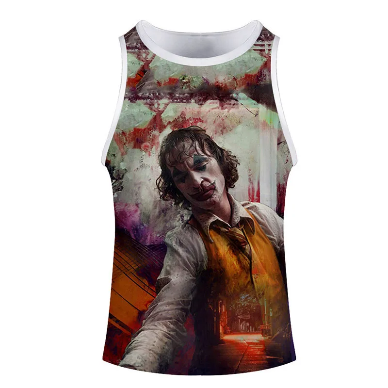 品牌3d 小丑印花风格 o-圆领舒适背心原宿风格时尚嘻哈休闲无袖坦克