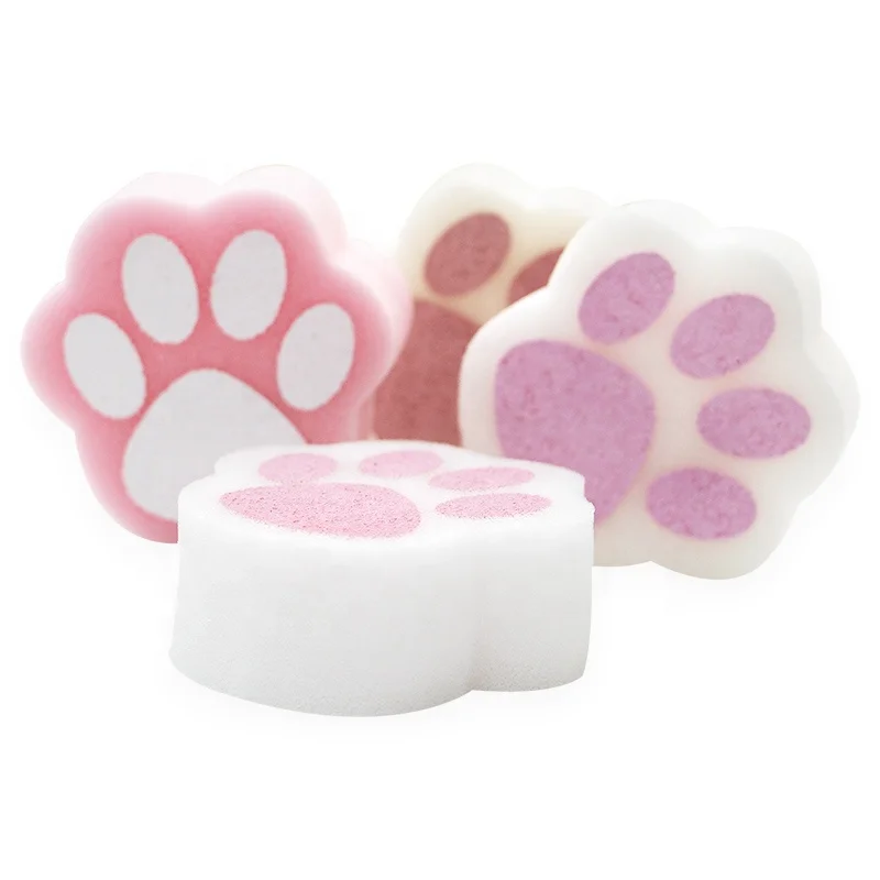 Two Side Print Cat Paw Sponge Bath Sponge Baby Bath Toy Buy Cat