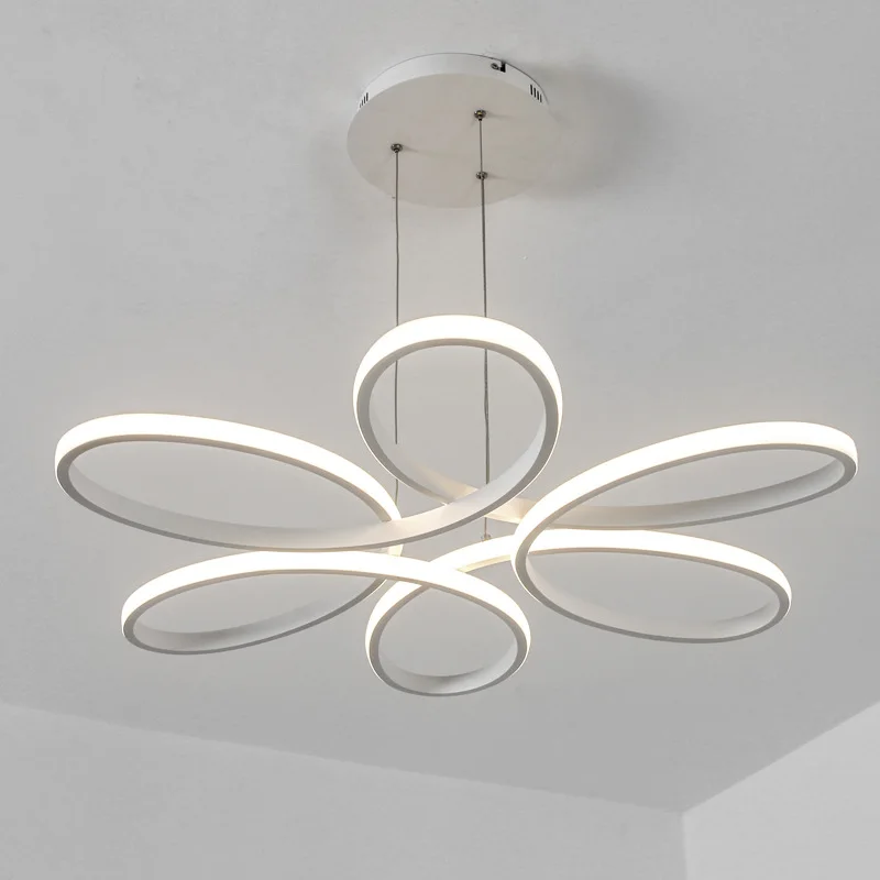 Modern chandelier simple flower-shaped led creative personality art Nordic bedroom study Nordic restaurant chandelier