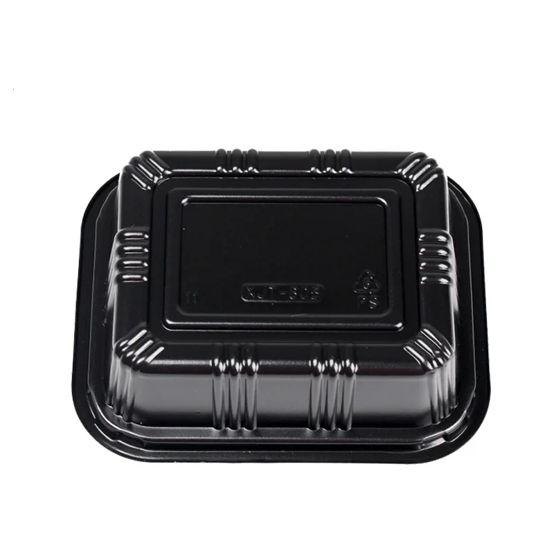 Eco friendly black plastic rectangle food container / disposable sushi box plastic storage box