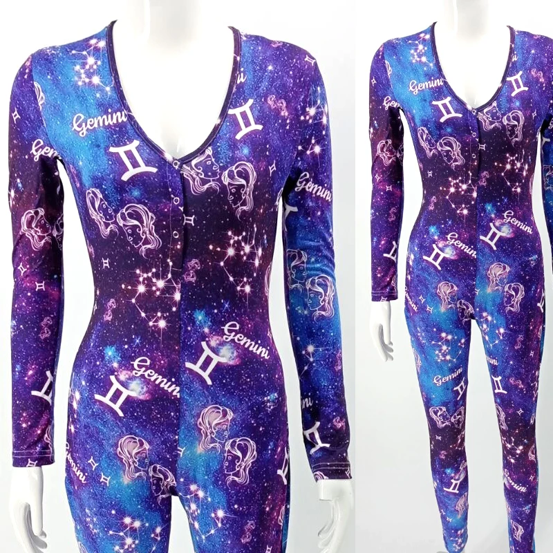 Fashion Sexy Zodiac Sign Onsie For Women Comfortable Long Sleeve For ...