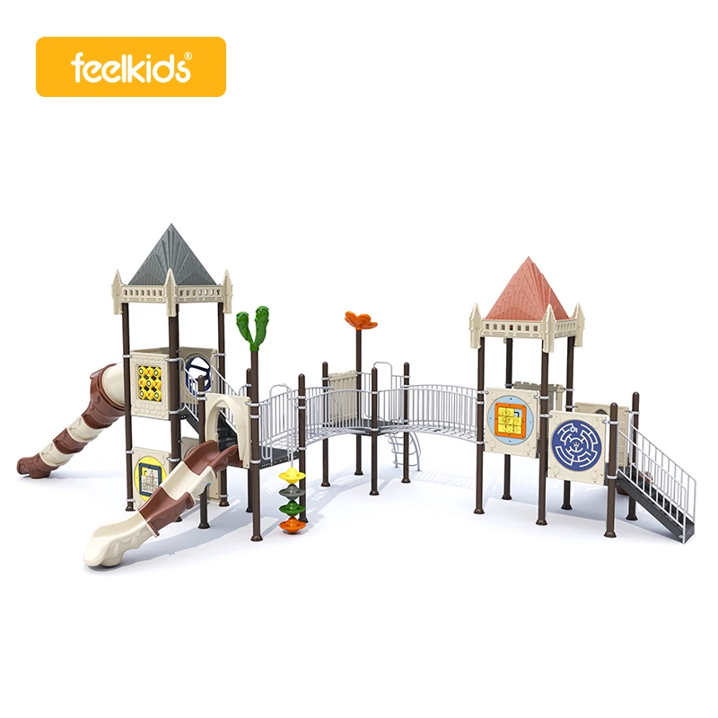 Feelkids ALITA-NC24012 Outdoor Plastic Slide Multi-Play Kids Activity Center with PE Board Exercise Equipment for Garden Park supplier