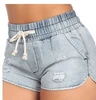 Female new design ladies bleach color elastic waistband hot shorts women 100% cotton sexy destroy sexy shorts manufacturer