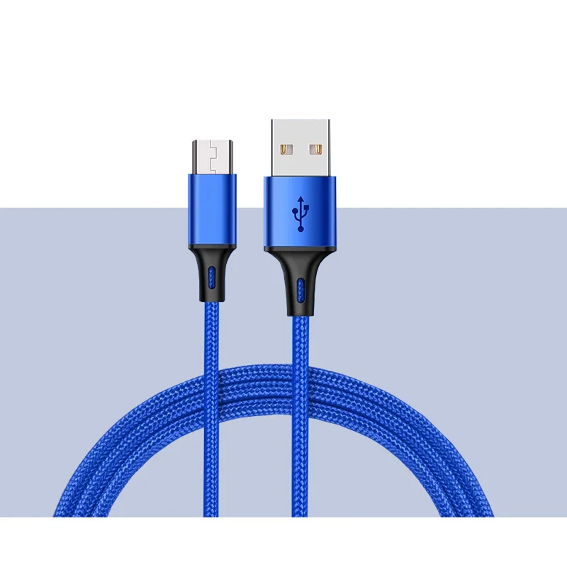 2.1a custom usb 2.0 charger fast charging nylon braided micro usb data cable for android smart phone - ANKUX.COM
