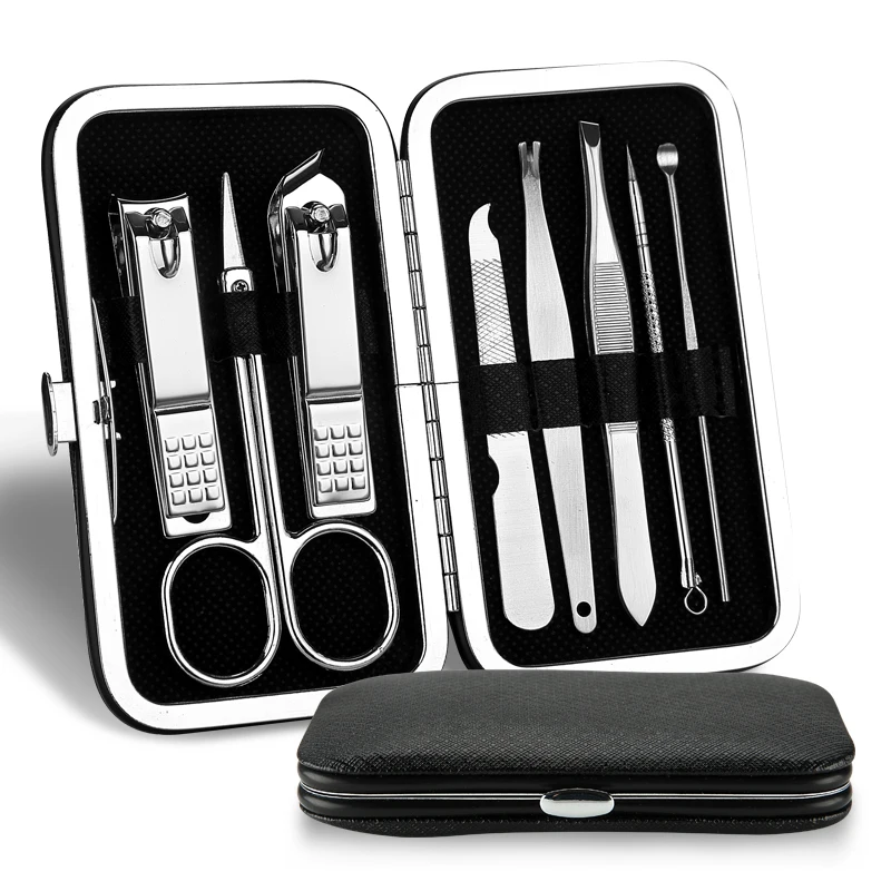 
Amazon Hot Sell 8 pcs Pedicure Manicure Nail Case Clipper mini Set 