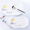 Rectangular corner cut fish creative dish home of fruit plates set tableware ceramic bowl