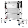 Popular Type Safety Telescopic Aluminium Folding Mobile platform Scaffolding ladder with wheels