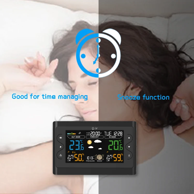 Large Wireless Weather Station With Digital Desk Wall Clock For Gift