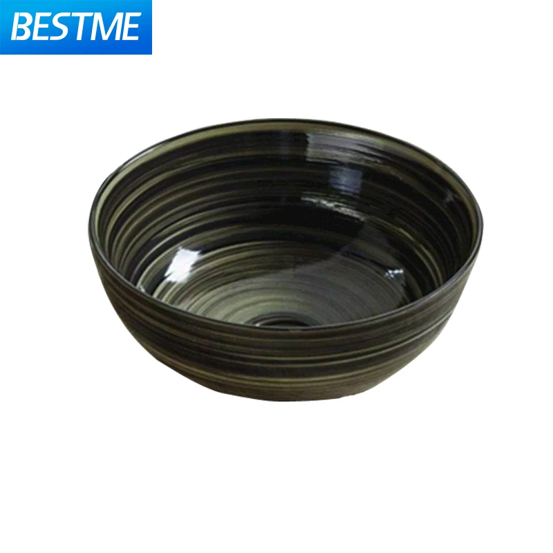 Luxury round wash basin counter top cooper black bathroom sink