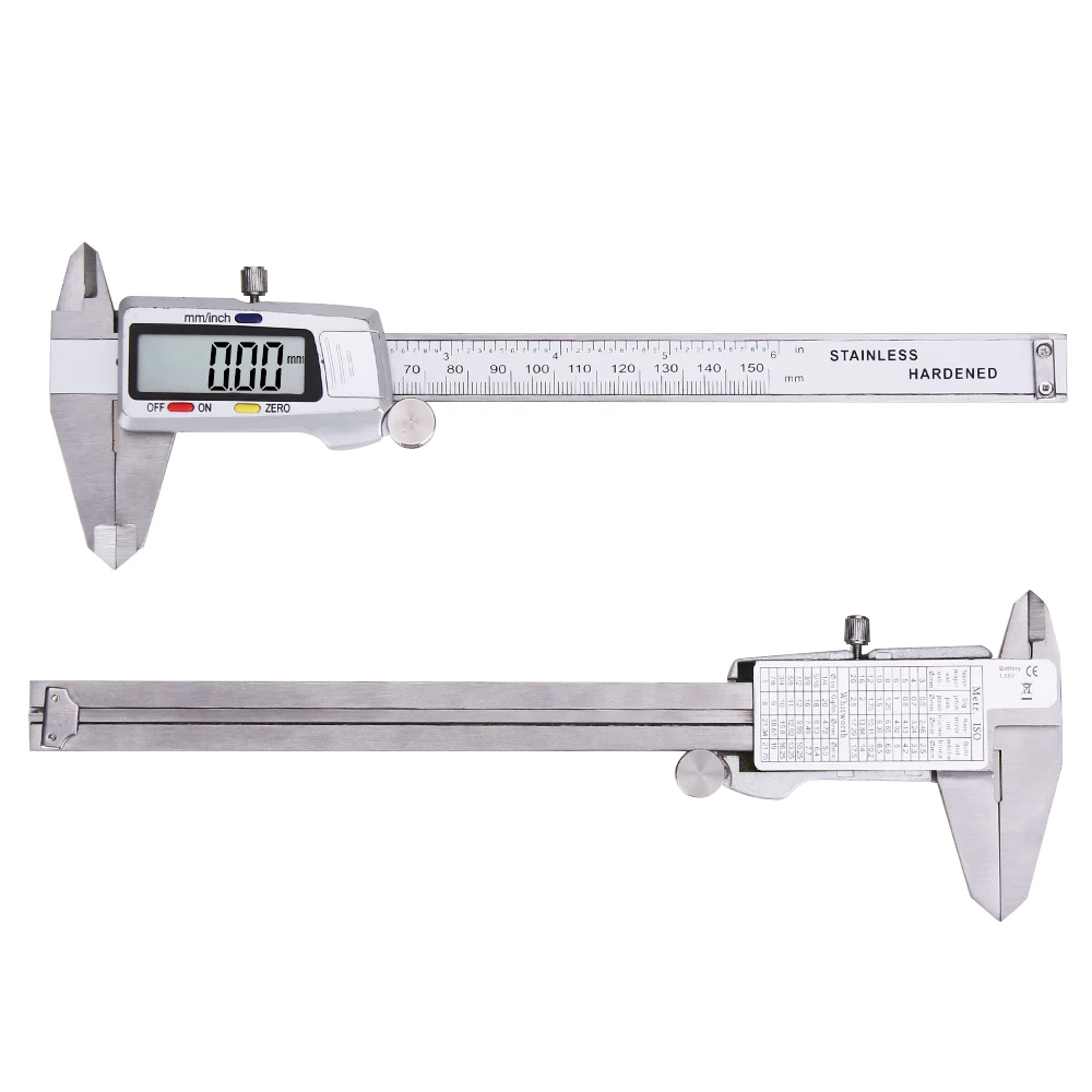 6" INCH ELECTRONIC DIGITAL CALIPER HIGH QUALITY WITH BOX STAINLESS BLACK SLIDE 