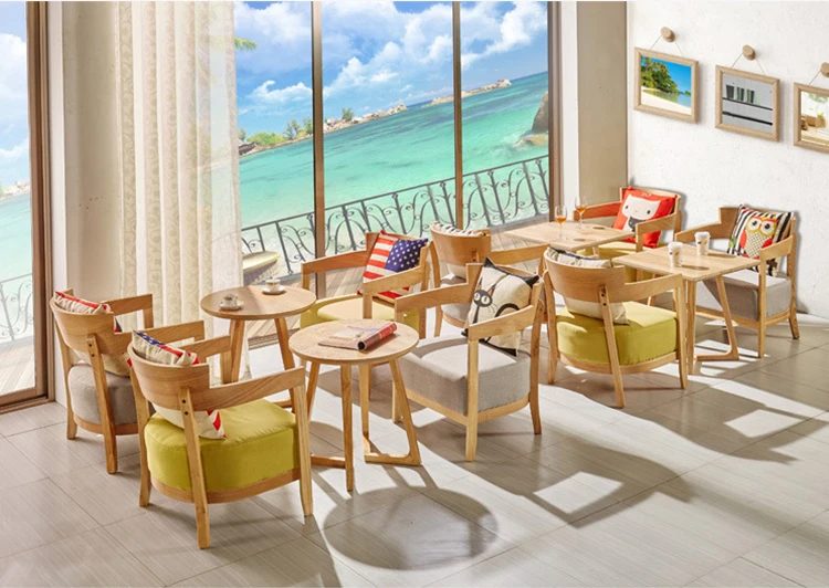 Cheap solid wood dining room set 4 chairs modern for home hotel restaurant
