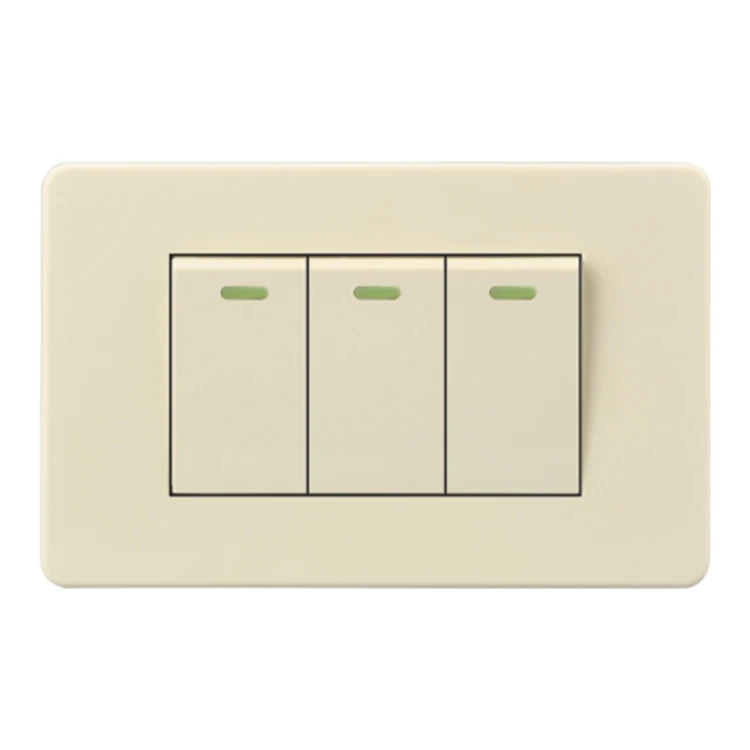 Us Standard 1/2/3 Gang Hotel Electric Light Switch Wall Outlet Switch Home Beige Electric Wall Socket