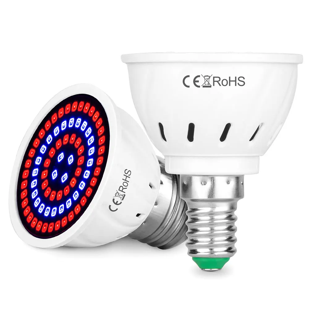 PC Shell LED Light for Plant Growth Lamp E27 E14 GU10 B22 MR16 Socket Red Blue Color Full Spectrum Bulb 48/60/80 LEDs