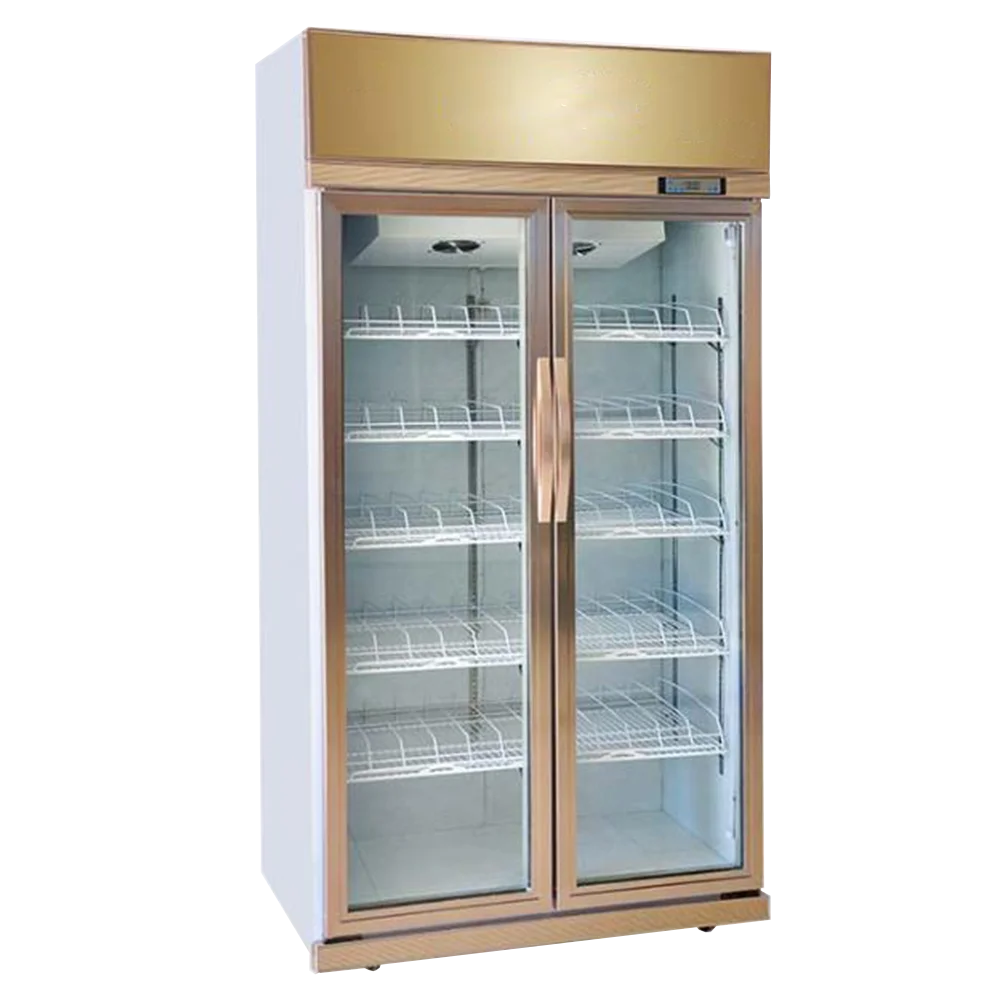 果汁饮料无霜保鲜风冷双门展示柜冷藏垂直商业展示橱柜式freeze