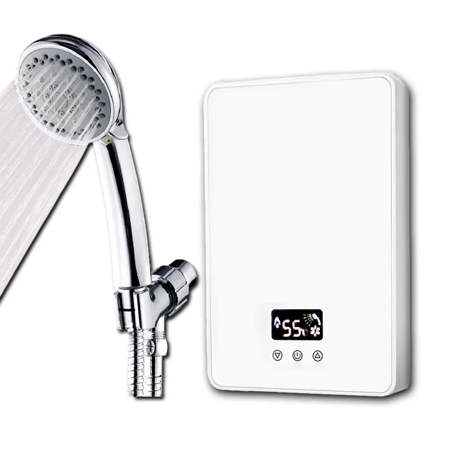 Zhen Ang 3.5kw 5.5kw bathroom kitchen LED screen SS cup heating element electric instant tankless water heater for shower