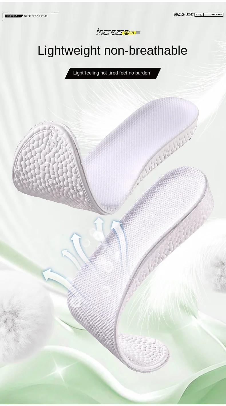 Popcorn Height Increasing Insoles Soft Shock Absorbing Pads