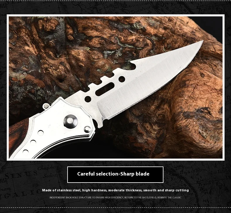 Portable Stainless Steel Mini Fruit Knife High Hardness Folding Wilderness Survival Cutting Blade Outdoor Rubber Grip for DIY