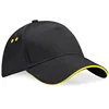 China manufactory 100% cotton twill high quality custom logo 5 panel sandwich baseball caps with two eyelets for adults and kids