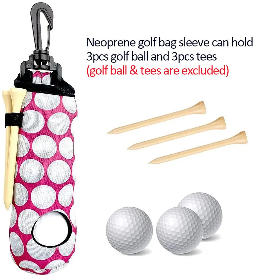 Custom Logo Print 3 Golf Ball Tee Holder Carrier Pouch Neoprene Golf