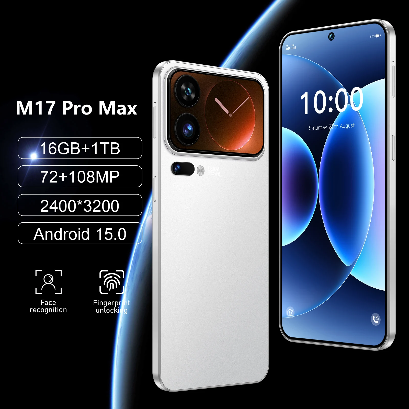 M17 Pro Max 7800mAh 5G Smartphone Android 15 Dual SIM Mobile Phone