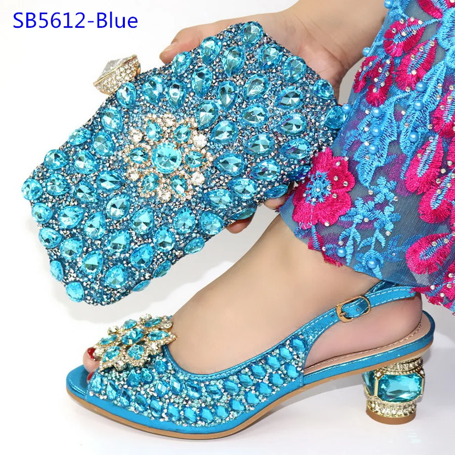 design skyblue ladies shoes and bag set 