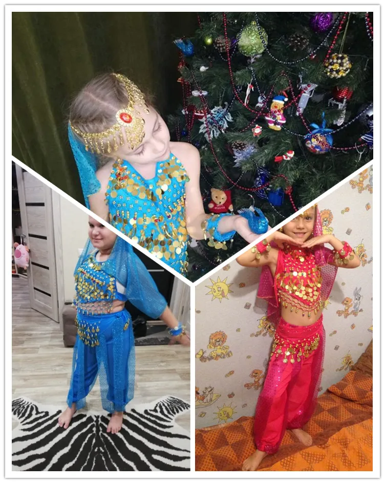 Kids Belly Dance Costumes Set Oriental Dance Girls Belly Dancing India  Belly Dance Clothes Bellydance Child Kids Indian 6 Colors V