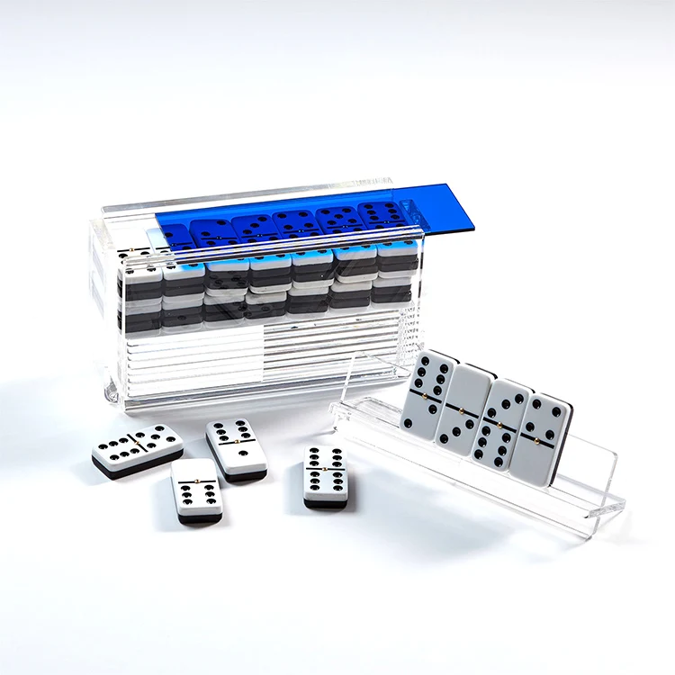 Christmas Gift Hits Two Tone Double Six Domino Game Plastic Box Bi Color Domino Acrylic Domino