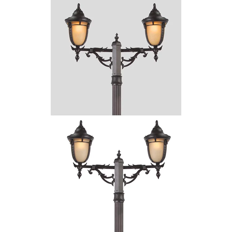 High quality Antique lantern top multi-heads garden street pathway high pole light garden post lamp