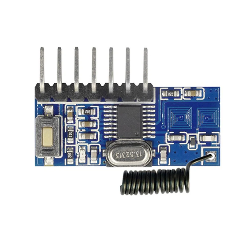 433MHz RF receiver module with learning button, LED, and screw terminals