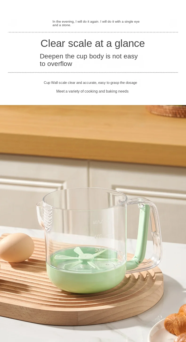 Egg Whisk with Blade Base Multi-Purpose Handheld Mixer for Baking Cream&Protein Shakes Measuring Marks&Filter Spout Easy Clean