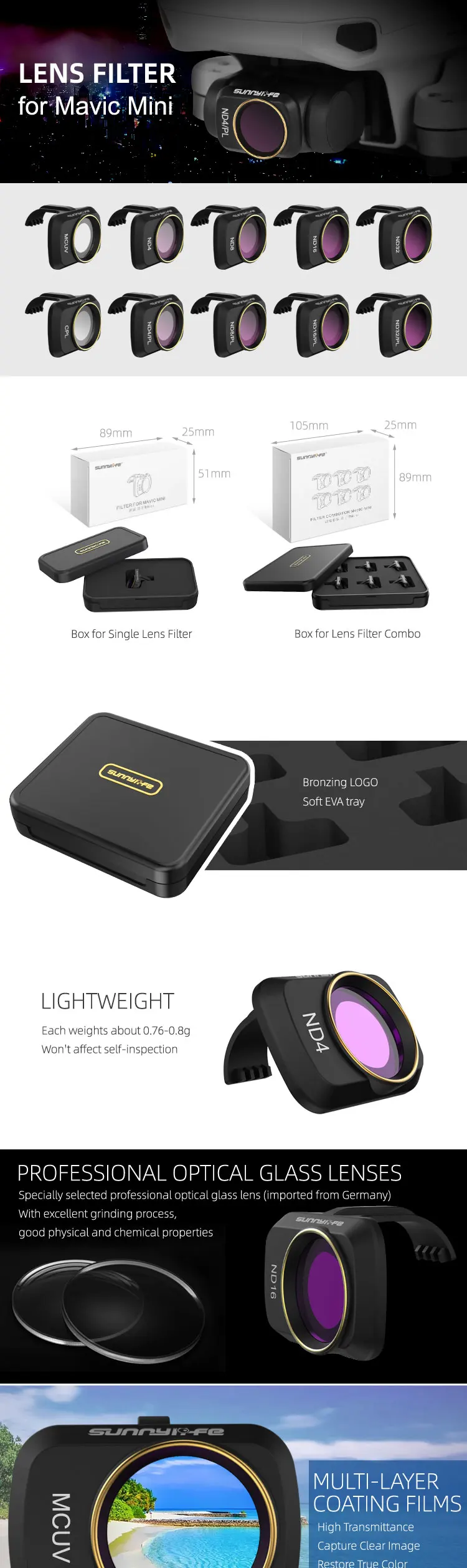 MCUV Filter Camera Lens Multi Coated UV Filter for DJI Mavic Mini Drone #EB