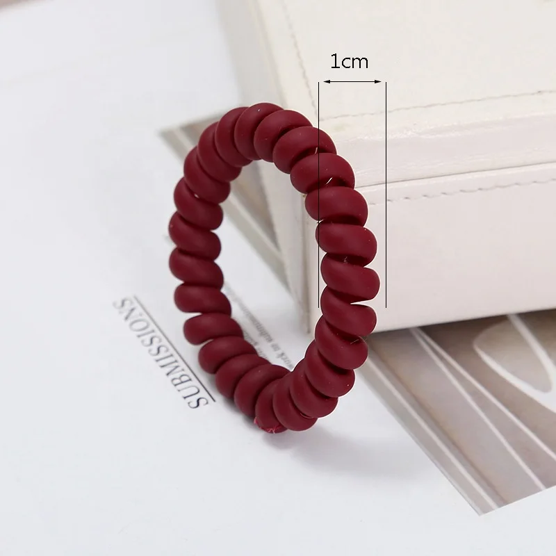 Candy Color Telephone Cord Hair Coils Solid Color Hair Ties Stretch Plastic Hairring Elastic