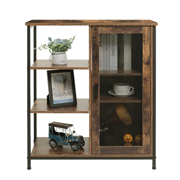 New Design Standing Cabinet Wooden Storage Cabinet with 3 Open and Closed Shelves