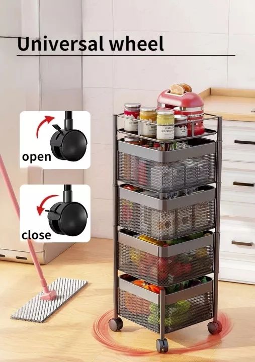 Stainless Steel Kitchen Rotating Rack Rak Dapur Basket Rack Vegetable