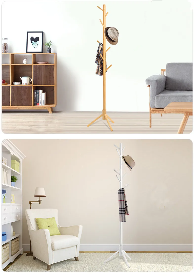Amazon Hot Sale Wooden Coat Hanger Rack Stand Multi Function Coat Tree