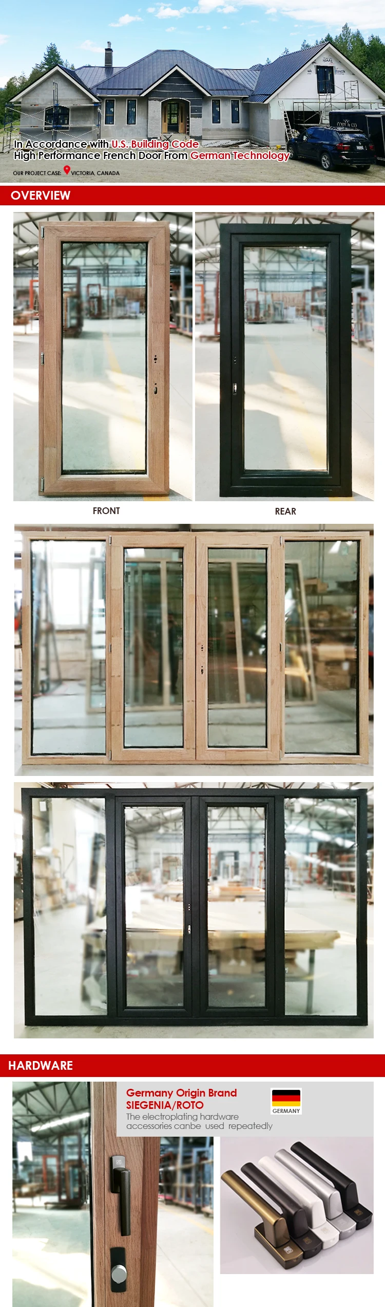 China Custom  Made Solid Wood Aluminium With Handle Easy To Open Narrow Frame Lift and Sliding Doors