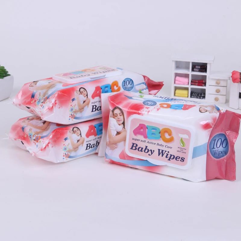 Oem Custom Logo Factory Water Baby Wet Wipes Wholesale 80pcs 100pcs 120pcs Non Woven Fabric Abc