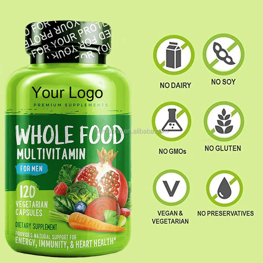 Amazon Hot Sale Whole Food Multivitamin Tablets for Men Health Supplement 120 Vegan Capsules