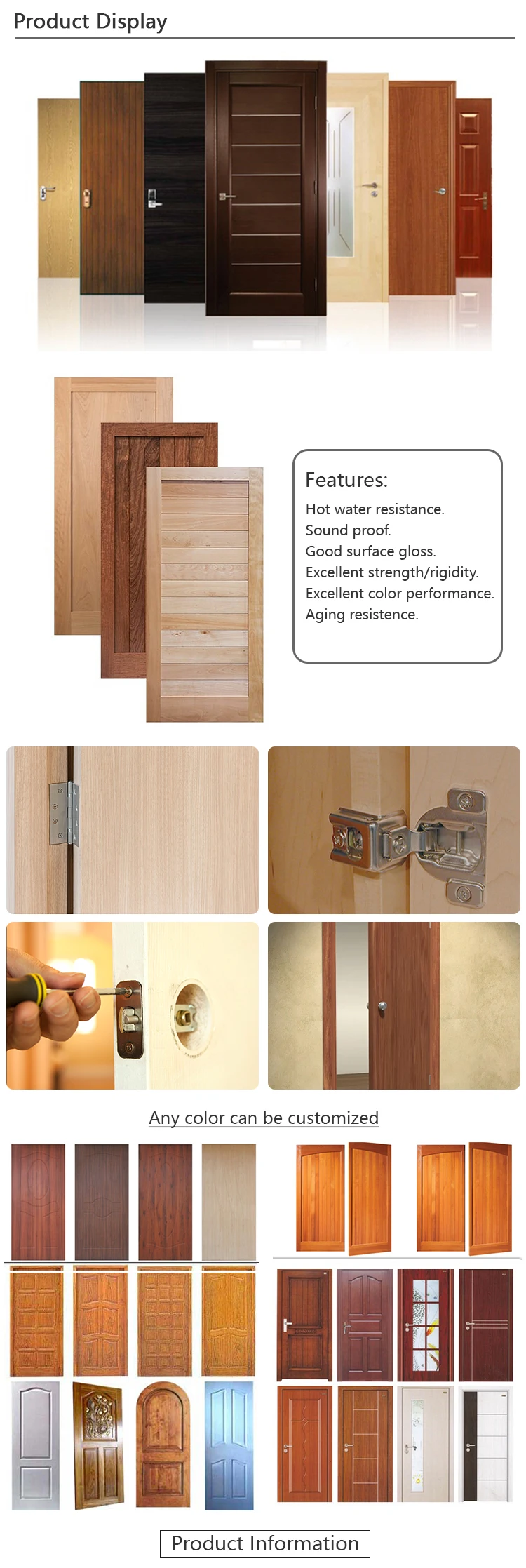 New Technology Simple Design Plywood Customized Colour Stability Plywood Door Sheet For Bedroom Door