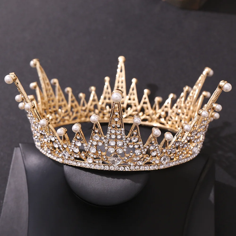 2021 rosa bessie queen女士皇冠金色头饰水钻万圣节生日女孩舞会万圣